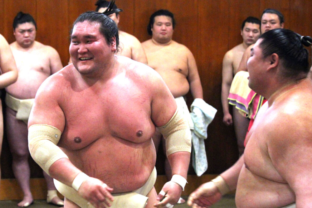 Terunofuji i Kotozakura trenują